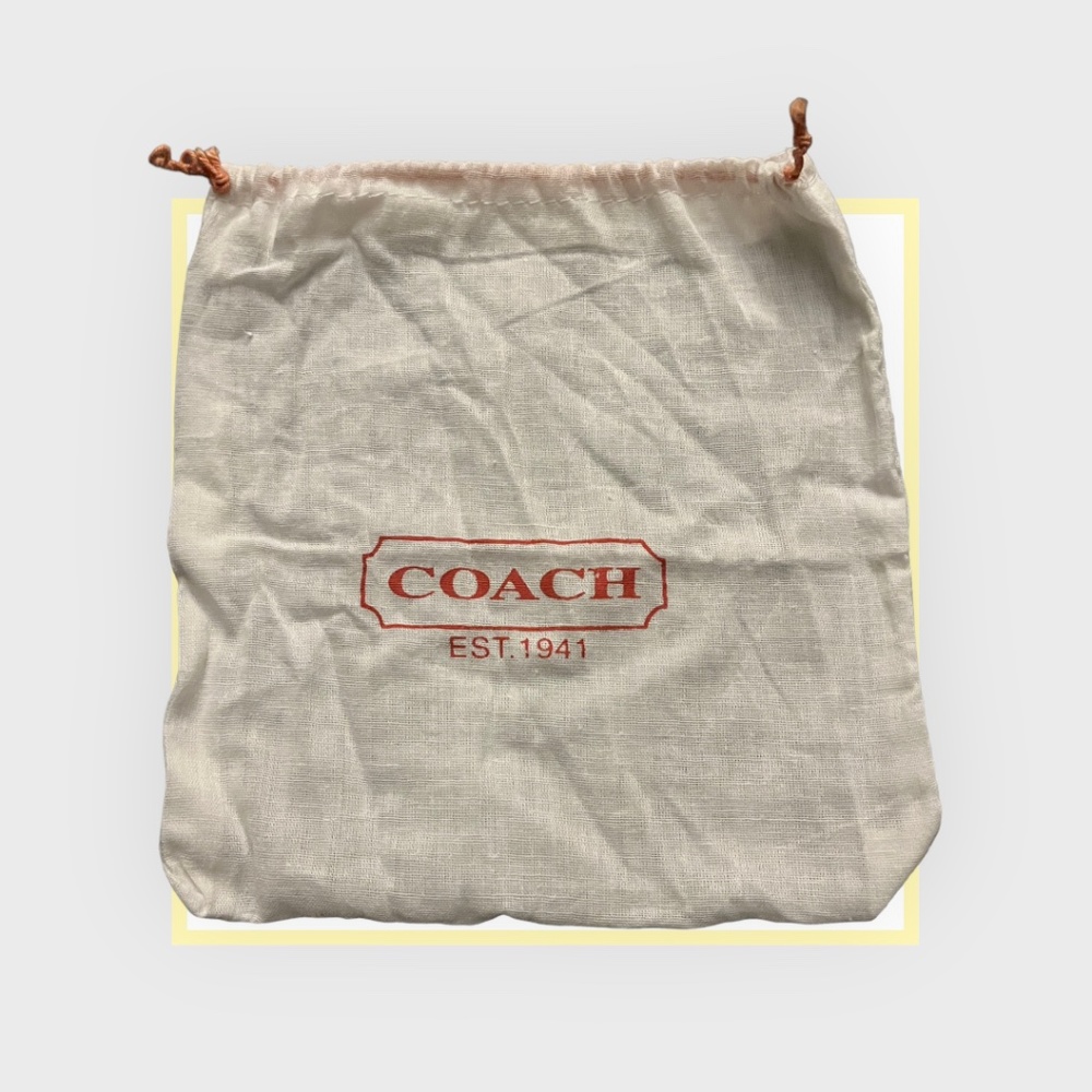 Coach Dust Bag Small White with Red Lettering & Drawstring - Picture 1 of 4
